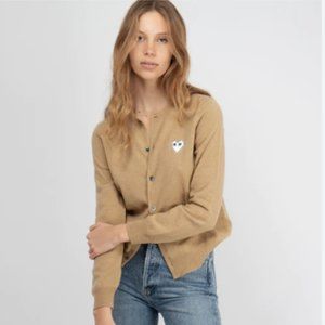 Comme des Garcons PLAY Camel Cardigan Embroidered Heart Small Like New